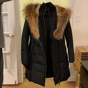 Mackage Trish Mid-Length Down Coat with Fur Hood